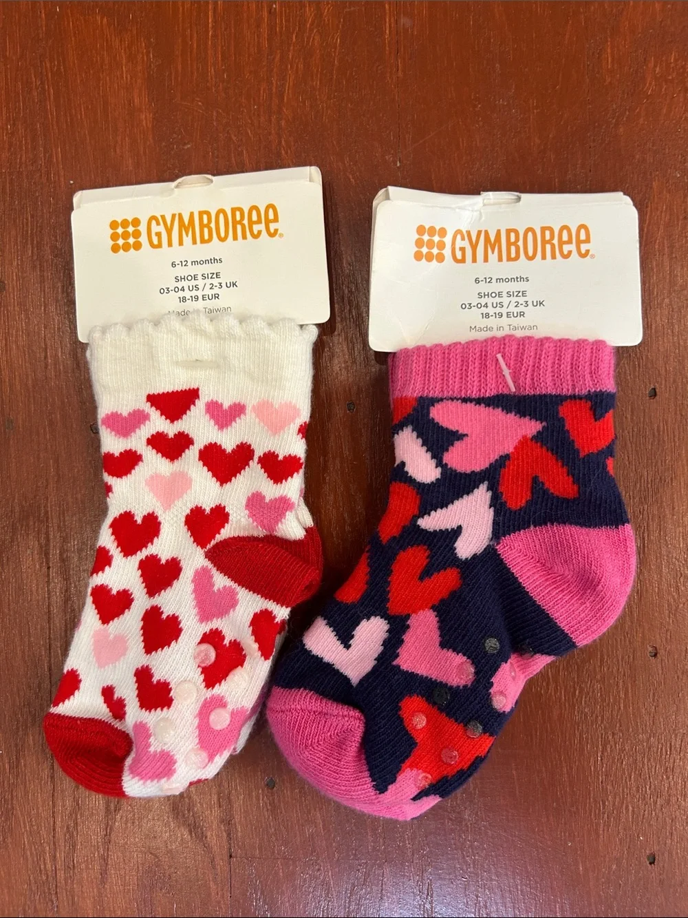 Gymboree Heart Pattern Baby Socks - Pink, Red & White